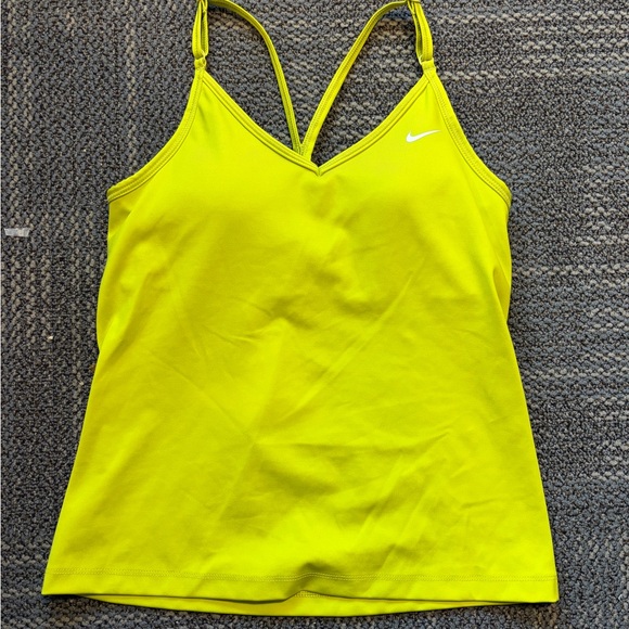 Nike Women's neon green tank with built in bra - Picture 2 of 4
